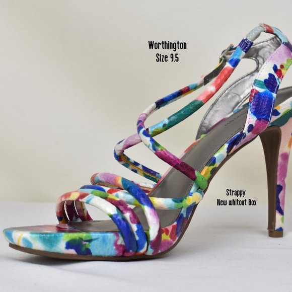 Worthington Shoes - WORTHINGTON Shoes Strappy High Heels Colorful 9.5